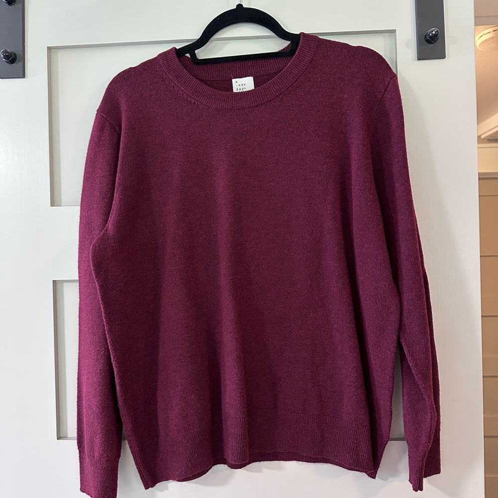 a new day Maroon Crewneck Sweater Classic Knit Style